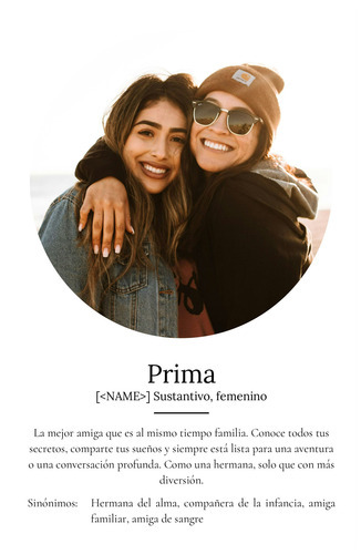 Crea tu póster personal: "Prima" - Regalo único y personalizable
