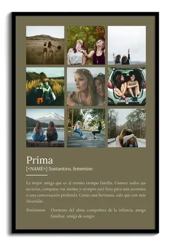 Crea tu póster personal: "Prima" - Regalo único y personalizable