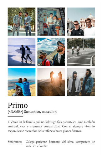 Crea un póster definición ‘Primo’ personalizable con foto y texto único