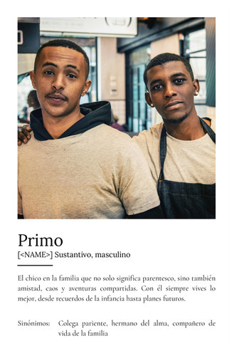 Crea un póster definición ‘Primo’ personalizable con foto y texto único