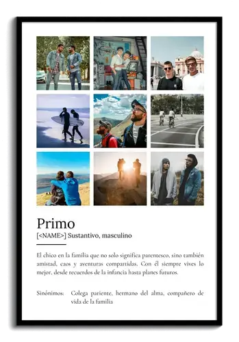 Crea un póster definición ‘Primo’ personalizable con foto y texto único