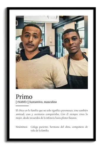Crea un póster definición ‘Primo’ personalizable con foto y texto único