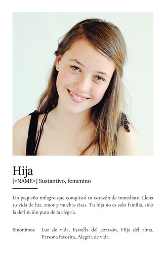 Crea tu póster definiciones: Personaliza con fotos y texto para regalar a tu hija