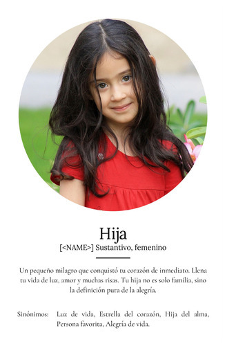 Crea tu póster definiciones: Personaliza con fotos y texto para regalar a tu hija
