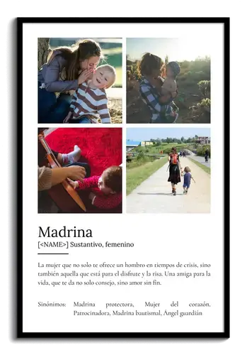 Crea tu póster definición "Madrina" personalizable para un regalo único