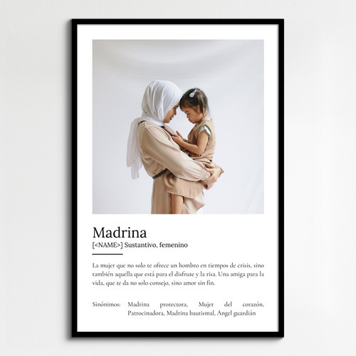 Crea tu póster definición "Madrina" personalizable para un regalo único