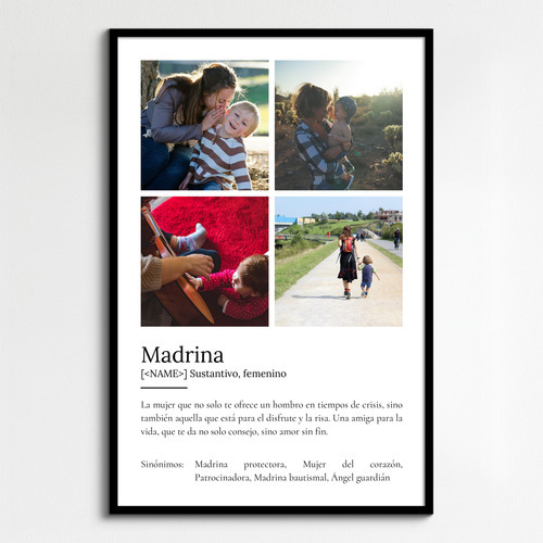 Crea tu póster definición "Madrina" personalizable para un regalo único