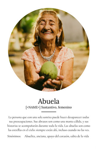 Crea la definición perfecta para Oma: add fotos y personaliza tu regalo.