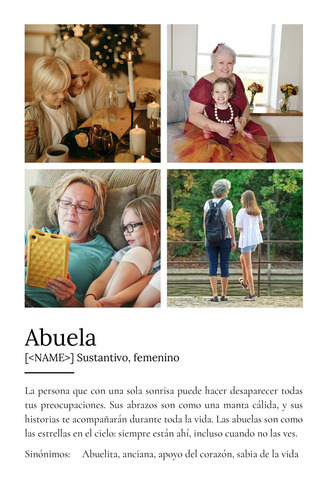 Crea la definición perfecta para Oma: add fotos y personaliza tu regalo.