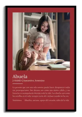 Crea la definición perfecta para Oma: add fotos y personaliza tu regalo.