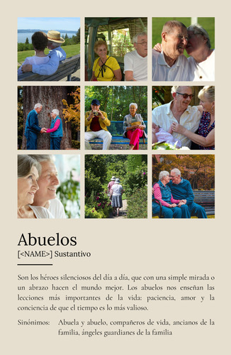 Crea un póster definiciones "Abuelos" personalizado con tus fotos