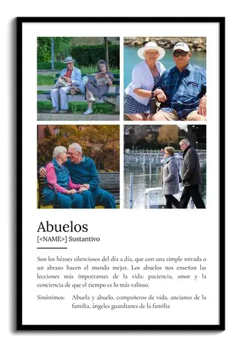 Crea un póster definiciones "Abuelos" personalizado con tus fotos