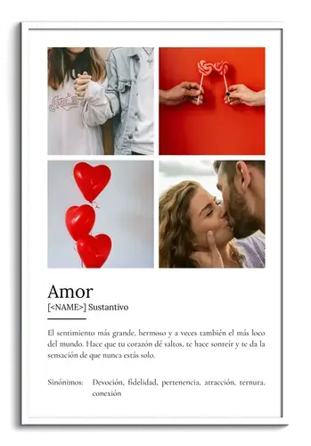 Crea tu póster de amor personalizado con foto y define tu pasión