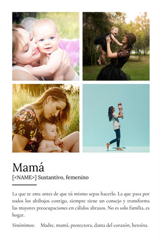 Crea un póster personalizado "Mamá" con fotos y definición única