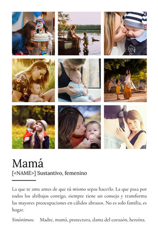 Crea un póster personalizado "Mamá" con fotos y definición única