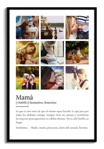Crea un póster personalizado "Mamá" con fotos y definición única
