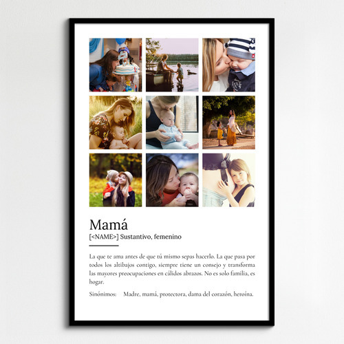 Crea un póster personalizado "Mamá" con fotos y definición única