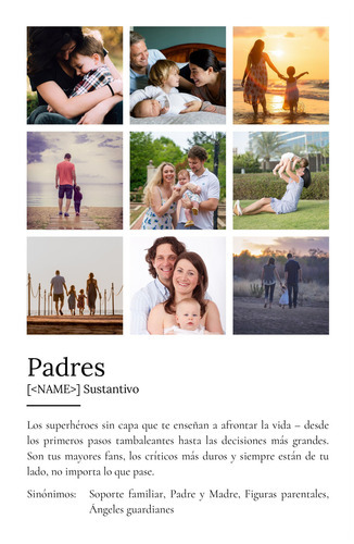 Crea tu póster de definición 'Padres' personalizado con fotos y amor