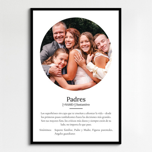 Crea tu póster de definición 'Padres' personalizado con fotos y amor