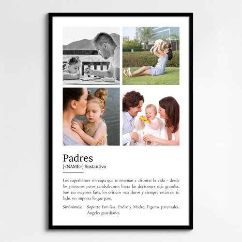 Crea tu póster de definición 'Padres' personalizado con fotos y amor