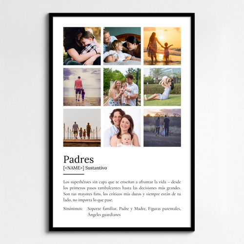 Crea tu póster de definición 'Padres' personalizado con fotos y amor