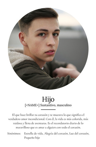 Crea tu Póster Definición 'Hijo' personalizado con tus fotos y texto único