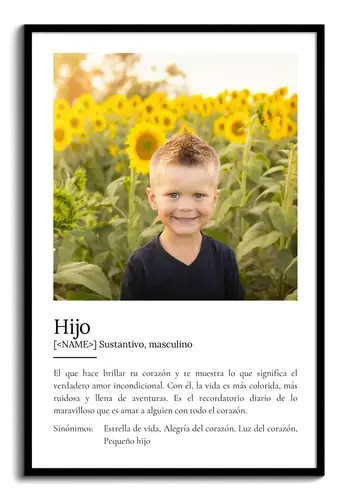Crea tu Póster Definición 'Hijo' personalizado con tus fotos y texto único