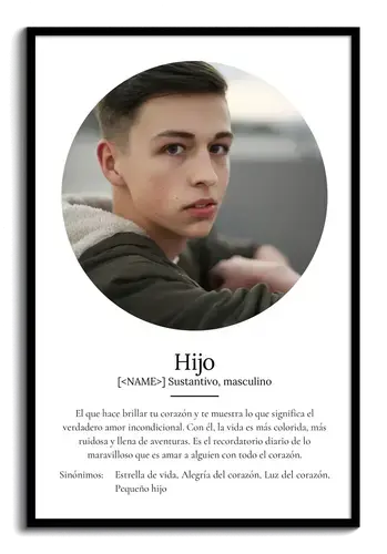 Crea tu Póster Definición 'Hijo' personalizado con tus fotos y texto único