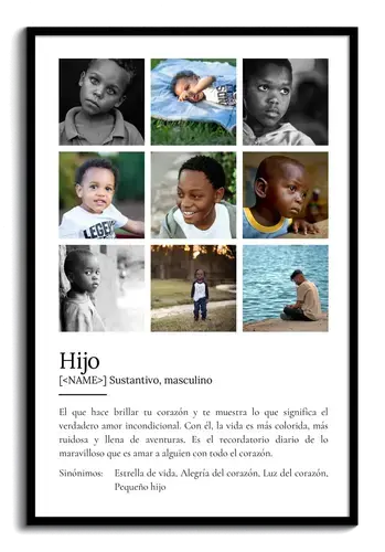 Crea tu Póster Definición 'Hijo' personalizado con tus fotos y texto único