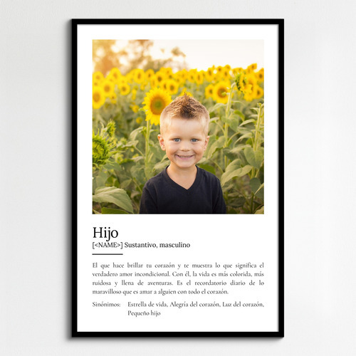 Crea tu Póster Definición 'Hijo' personalizado con tus fotos y texto único