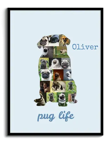 Crea tu fotocollage de Mops personalizado: Silueta creativa con tus mejores fotos