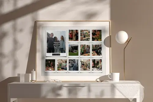 Collage de fotos de inauguración de hogar