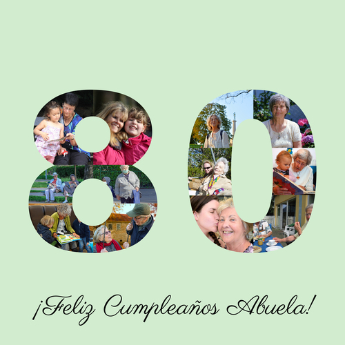 Crea un collage de fotos para 80 cumpleaños de la abuela y personalízalo ahora