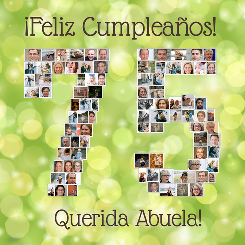 Crea tu collage de fotos personalizado "75" para el cumpleaños de tu abuela