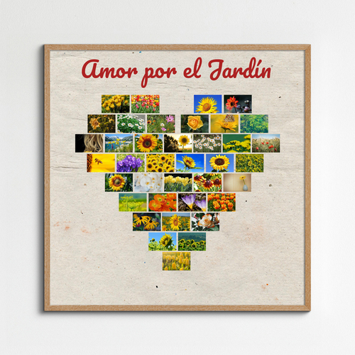 Fotocollage en Forma de Corazon con Fotos del Jardin