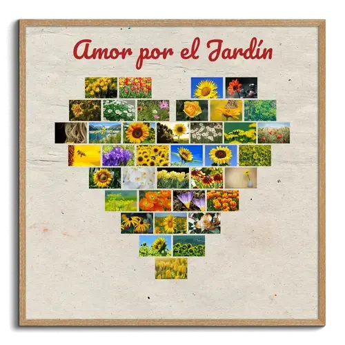 Crea tu Collage Corazón de Fotos en Lienzo "Gartenliebe" Personalizado
