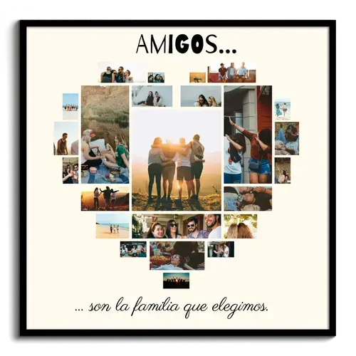Collage de fotos arreglado como corazon amistad