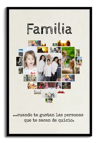 Crea tu Collage de Familia en Forma de Corazón - Personaliza Tu Mensaje Divertido