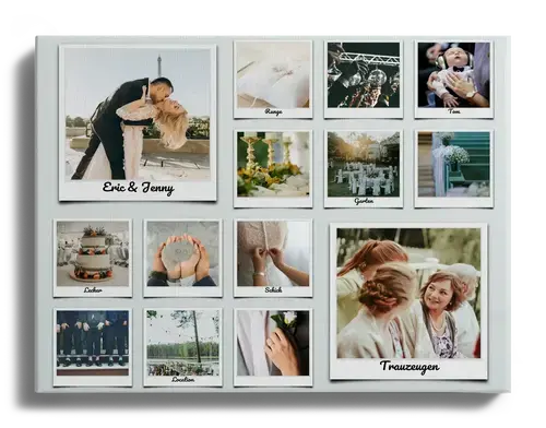 Fotocollage como Idea Creativa para Boda con Polaroids Etiquetados