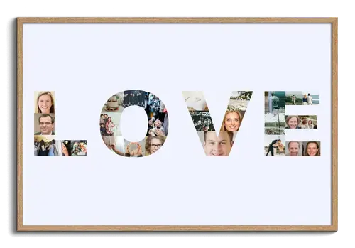 Palabra LOVE como collage de fotos