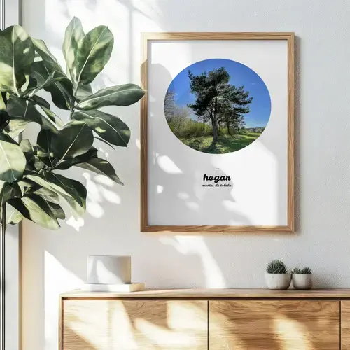 Impresión vertical con foto y texto local