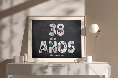 Póster de collage "38 años" para jubilación