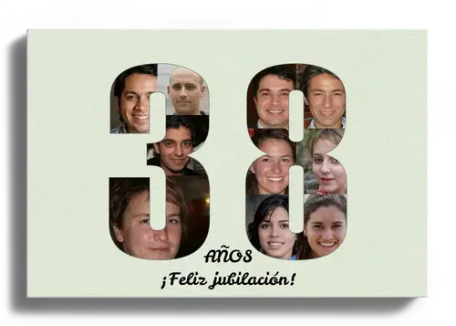 Fotoregalo para jubilacion texto y numeros collage