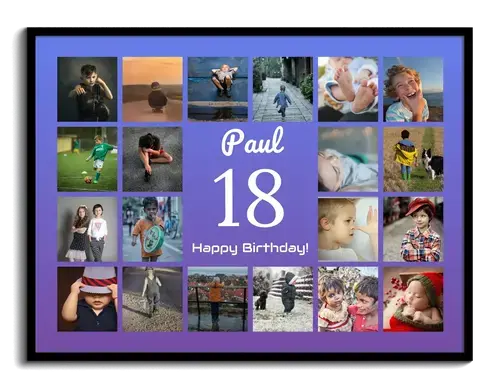 Collage número 18 con fotos: diseña tu regalo para 18 años, cumpleaños, mayoría de edad Collage número 18 con fotos: diseña tu regalo para 18 años, cumpleaños, mayoría de edad
