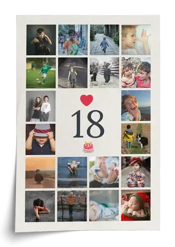 Collage número 18 con fotos: diseña tu regalo para 18 años, cumpleaños, mayoría de edad Collage número 18 con fotos: diseña tu regalo para 18 años, cumpleaños, mayoría de edad