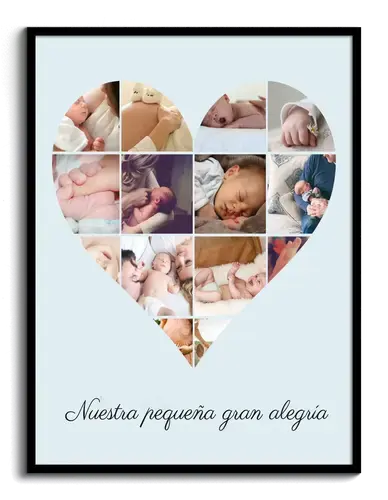 Crea tu propia collage corazón para bebé: "nuestro pequeño gran tesoro"