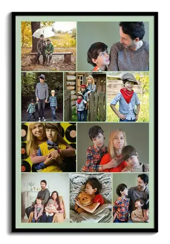 Collage con fotos en filas de fotos familiares y de ninos