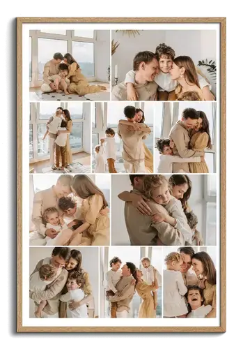 Collage con fotos en filas de fotos familiares y de ninos