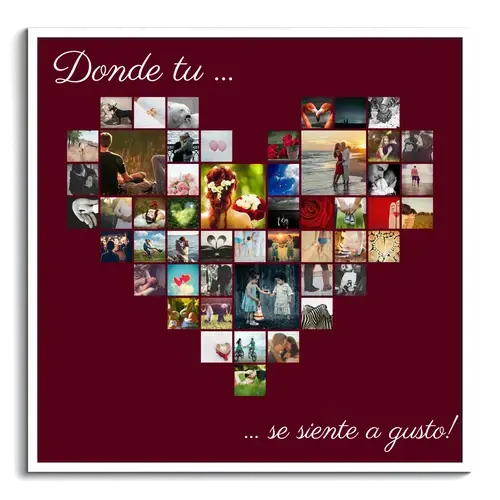 Crea tu collage de corazón único con tus fotos y frase personalizada