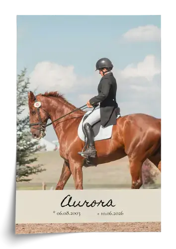 Póster conmemorativo caballo con foto y nombre